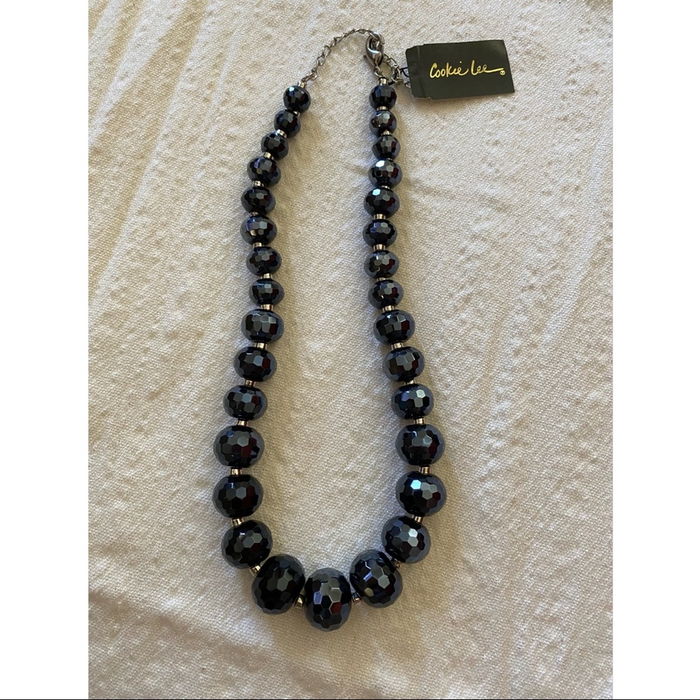 Navy Genuine Crystal Beaded Necklace